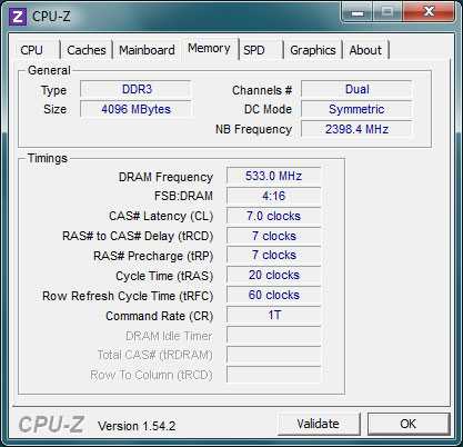 Программы CPU-Z. Вкладка 