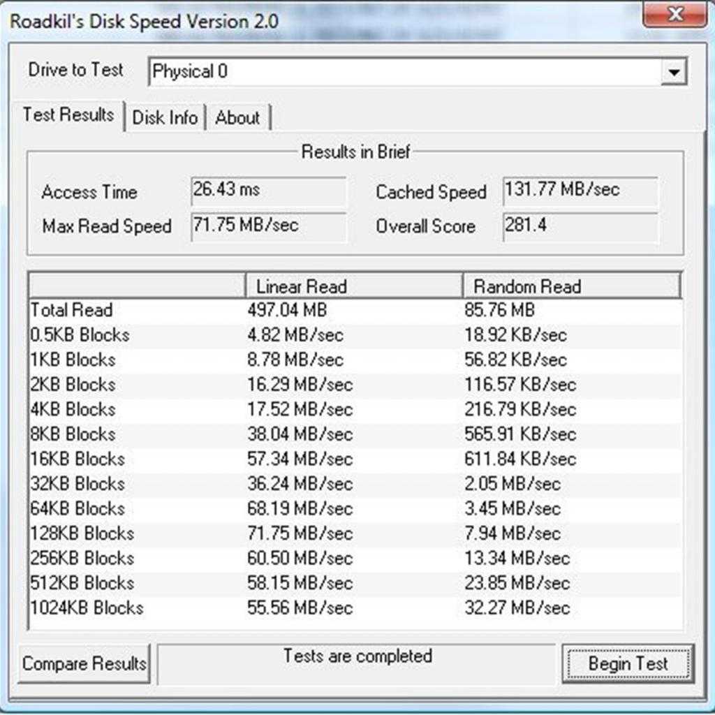 Roadkil’s Disk Speed