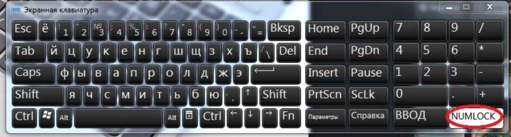 numlock на клавиатуре ноутбука